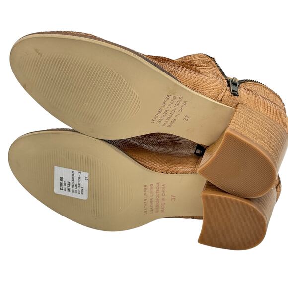 Midas Metan Boots Fringe 3D NEW 6.5 Women's Tan Textured Boho Comfort Block Heel - Picture 9 of 14